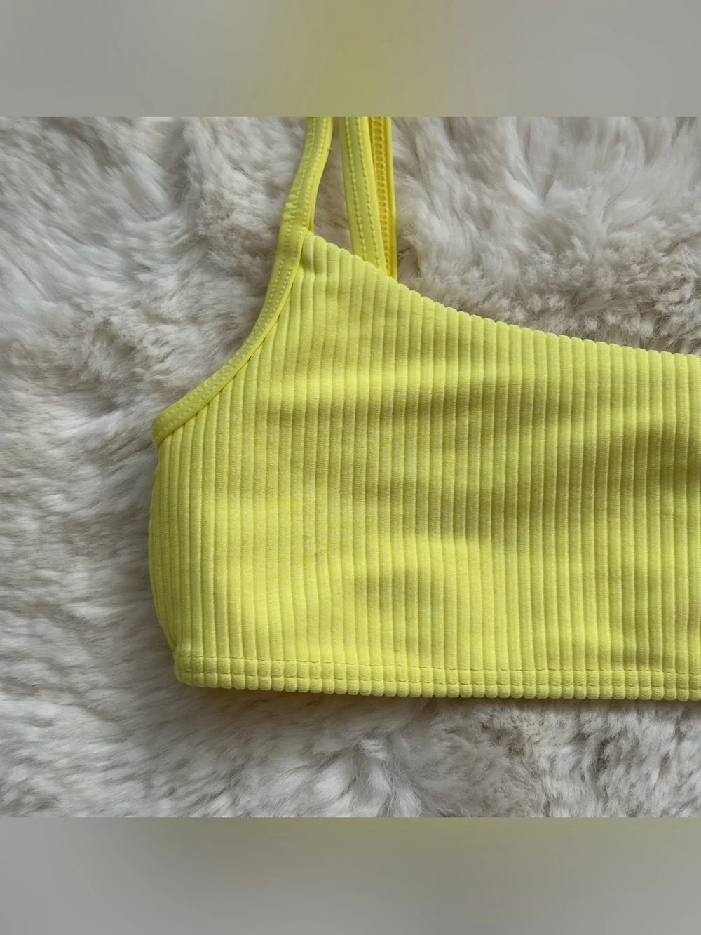 Frankie’s Bikinis Yellow Ribbed Bikini Top